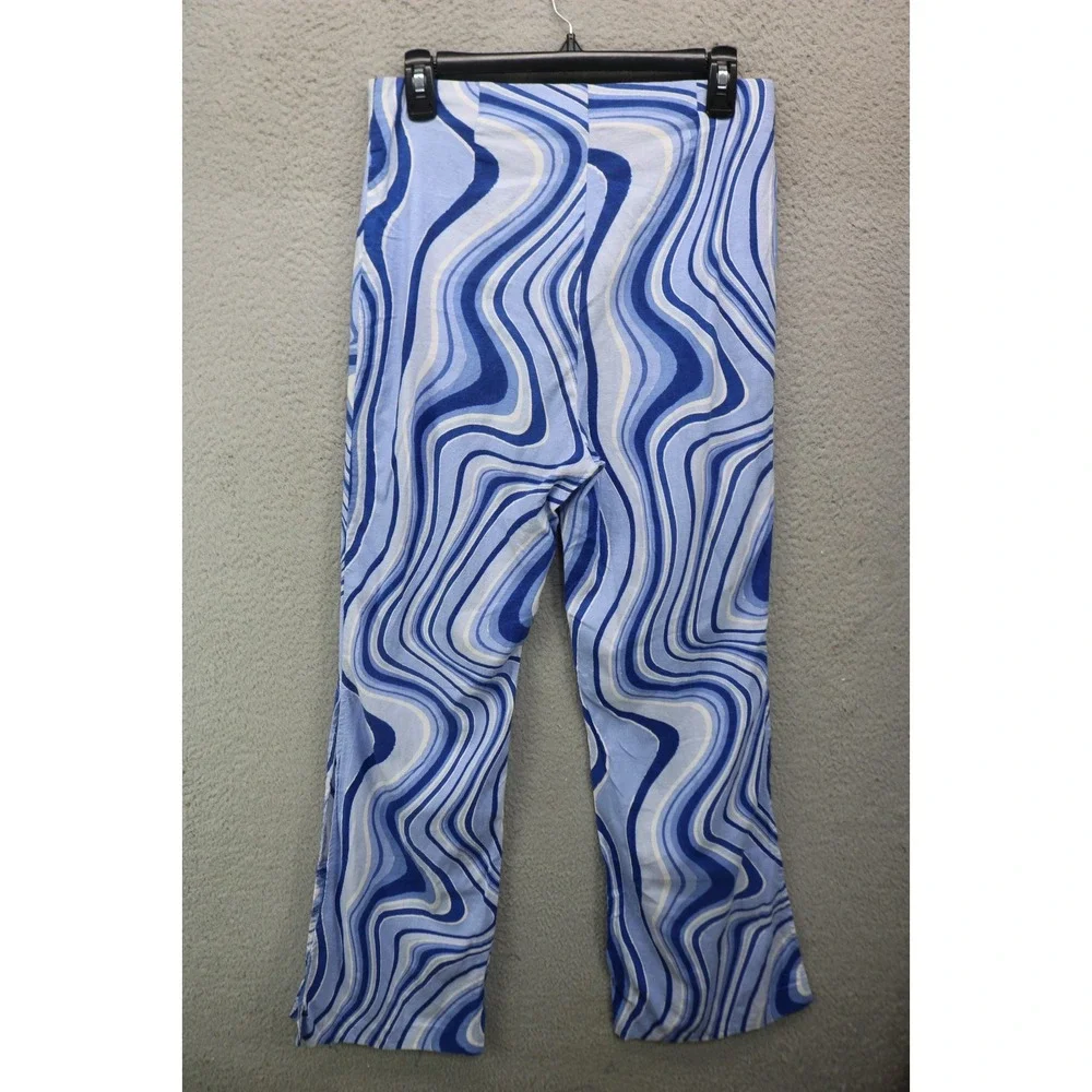Zara Retro Flare Pants-Linen Blend-Side Slits-Size Large-60's-70's-BOHO-Retro